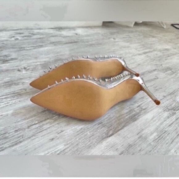 Women's Steve Madden Vala Pumps Clear Silver Spiked Size 5.5 - Picture 8 of 15